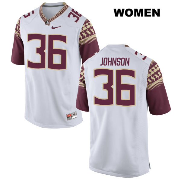 Women's NCAA Nike Florida State Seminoles #36 Eric Johnson College White Stitched Authentic Football Jersey DLH7469JA